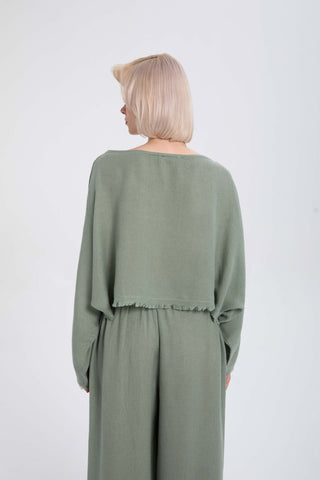 Tencel Linen Soft Textured Batwing Sleeve Blouse