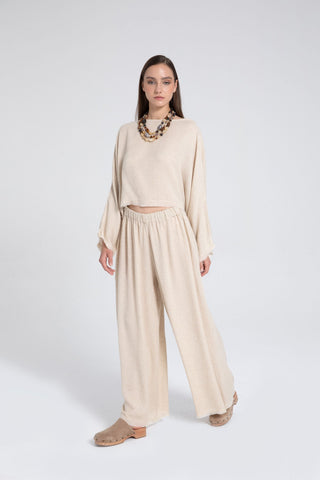 Natural Textured Comfortable Women’s Trousers - Trousers