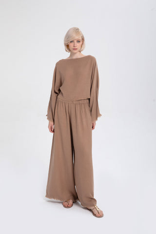 Natural Textured Comfortable Women’s Trousers - Trousers