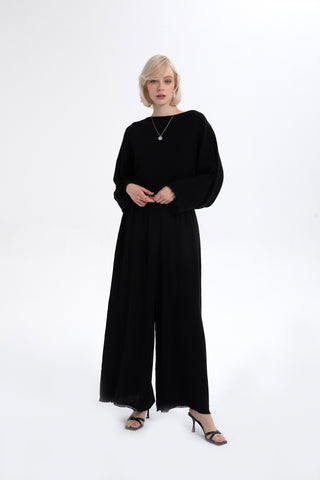 Natural Textured Comfortable Women’s Trousers - Black / Standard - Trousers