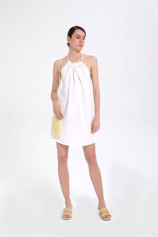 Halter Neck Backless Mini Dress - White / Standard - Dress