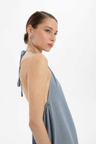 Halter Neck Backless Mini Dress - Dress