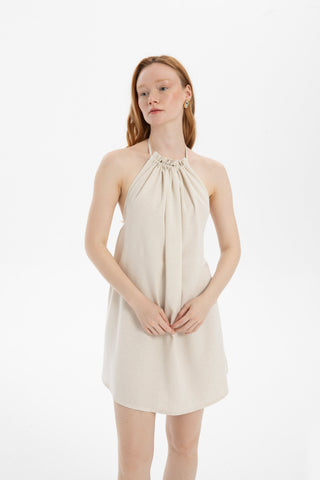 Halter Neck Backless Mini Dress - Dress