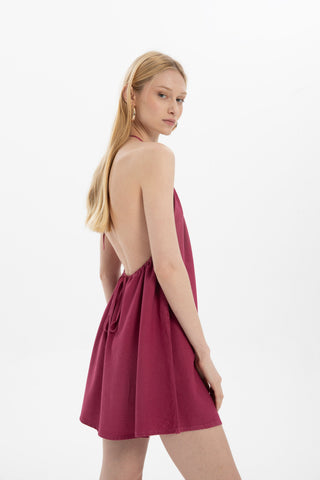 Halter Neck Backless Mini Dress - Dress