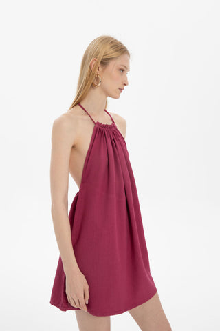 Halter Neck Backless Mini Dress - Dress