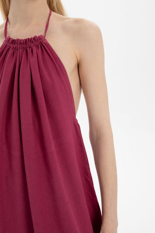 Halter Neck Backless Mini Dress - Dress