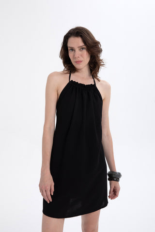 Halter Neck Backless Mini Dress - Dress