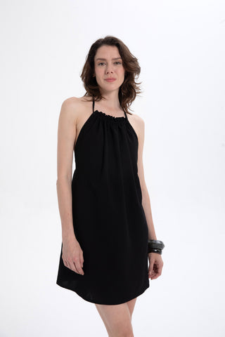 Halter Neck Backless Mini Dress - Dress