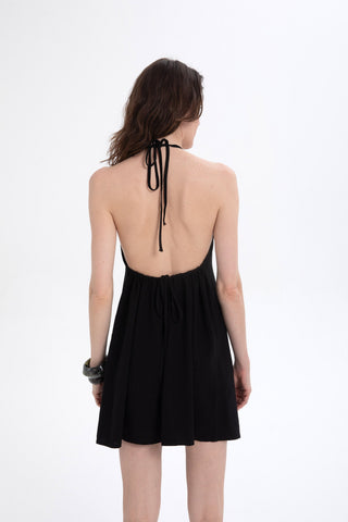 Halter Neck Backless Mini Dress - Dress