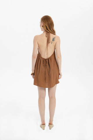 Halter Neck Backless Mini Dress - Dress