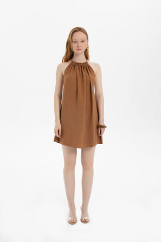 Halter Neck Backless Mini Dress - Dress