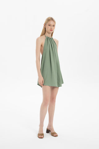 Halter Neck Backless Mini Dress - Dress