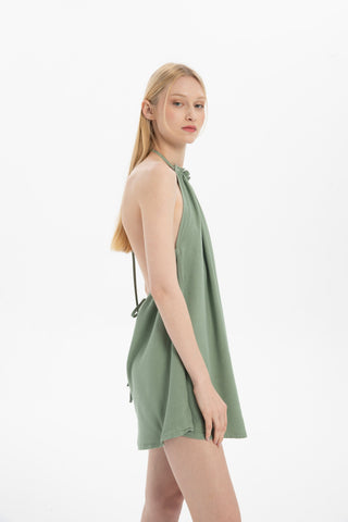 Halter Neck Backless Mini Dress - Dress