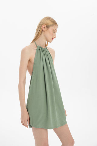 Halter Neck Backless Mini Dress - Dress