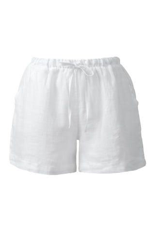 Pure Linen High Waist Pocket Shorts - White / S/M - Short