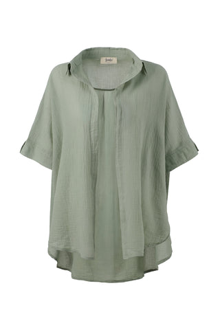 Thin Buttonless Oversize Shirt - Moss Green / Standard - Shirt