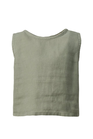 Back Buttoned Linen Girls Blouse