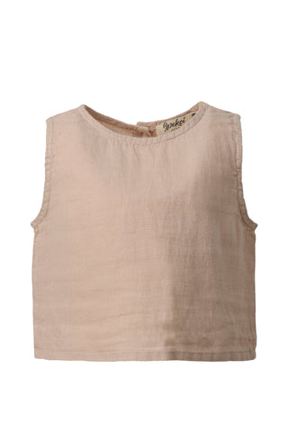 Back Buttoned Linen Girls Blouse