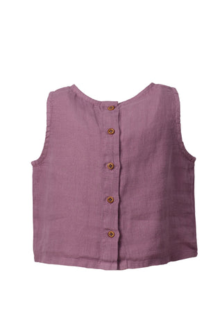 Back Buttoned Linen Girls Blouse