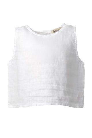 Back Buttoned Linen Girls Blouse