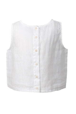 Back Buttoned Linen Girls Blouse