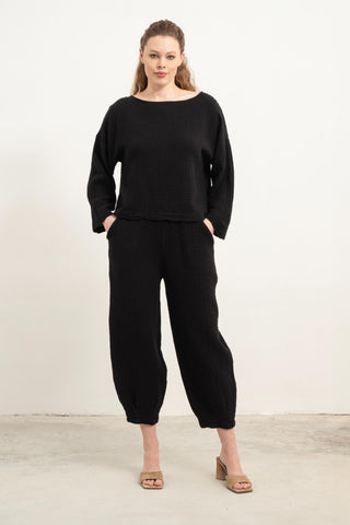 Muslin Women’s Pleated Pants - Black / S/M - Trousers
