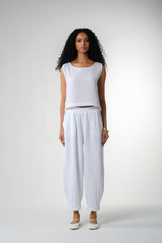 Muslin Women’s Pleated Pants - White / S/M - Trousers
