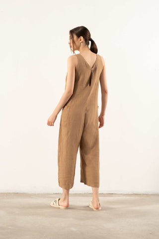 Pure Linen V-Neck Women’s Jumpsuit - Jumpsuit