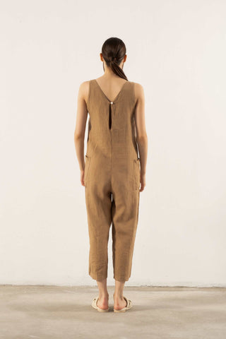 Pure Linen V-Neck Women’s Jumpsuit - Jumpsuit