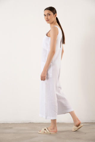 Pure Linen V-Neck Women’s Jumpsuit - Jumpsuit