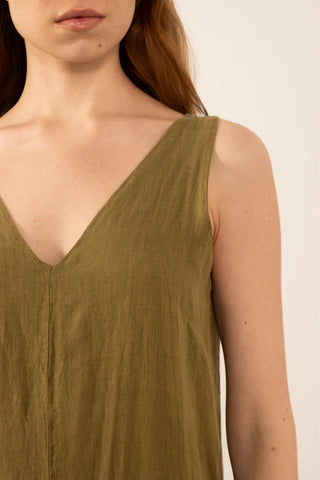 Pure Linen V-Neck Women’s Jumpsuit - Jumpsuit