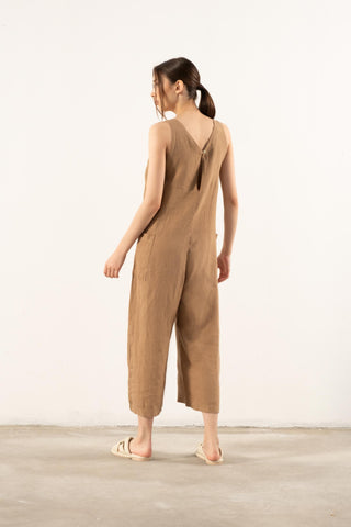 Pure Linen V-Neck Women’s Jumpsuit - Jumpsuit