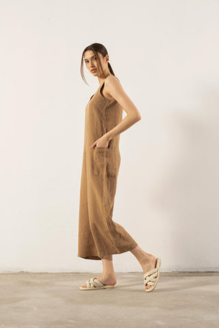 Pure Linen V-Neck Women’s Jumpsuit - Jumpsuit