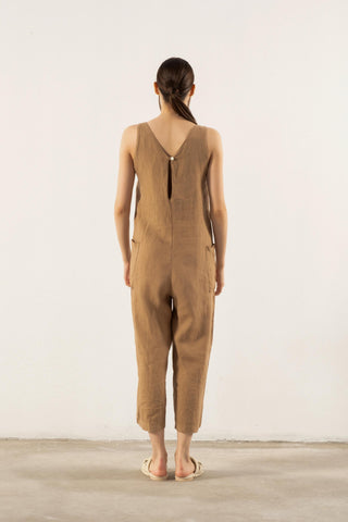 Pure Linen V-Neck Women’s Jumpsuit - Jumpsuit