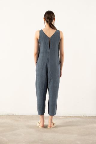 Pure Linen V-Neck Women’s Jumpsuit - Jumpsuit