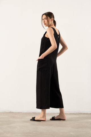 Pure Linen V-Neck Women’s Jumpsuit - Jumpsuit