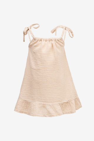 Muslin Children’s Dress with Ruffled Shoulder Ties - Dress