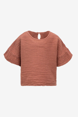Muslin Sleeve Frilled Girls' T-Shirt