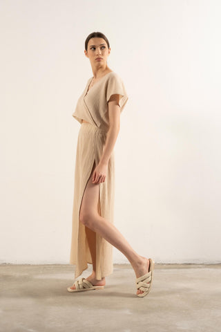 Muslin Slit Long Skirt - Beige / Standard - Skirt