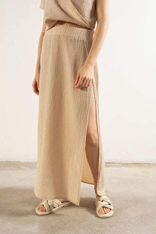 Muslin Slit Long Skirt - Skirt