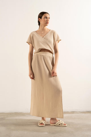 Muslin Slit Long Skirt - Skirt