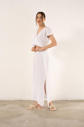 Muslin Slit Long Skirt - White / Standard - Skirt