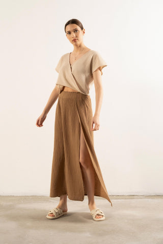 Muslin Slit Long Skirt - Skirt