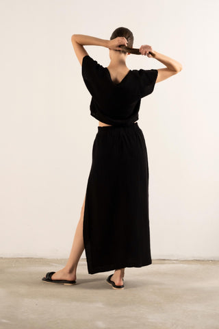 Muslin Slit Long Skirt - Skirt