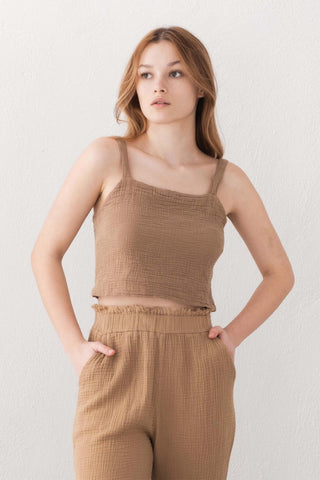 Muslin Crop with Straps and Giped Back