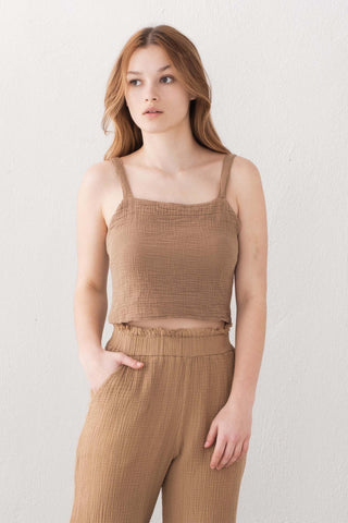 Muslin Crop with Straps and Giped Back