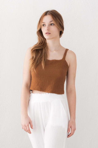 Muslin Crop with Straps and Giped Back