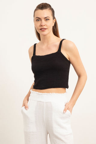 Muslin Crop with Straps and Giped Back