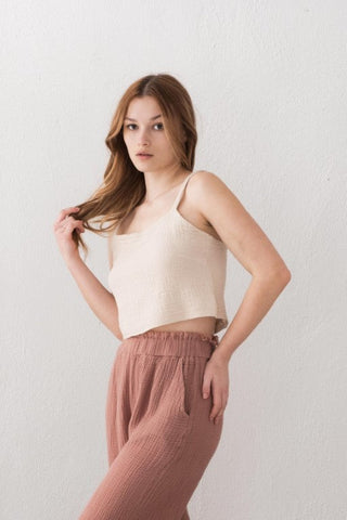 Muslin Crop with Gipel Back and Straps