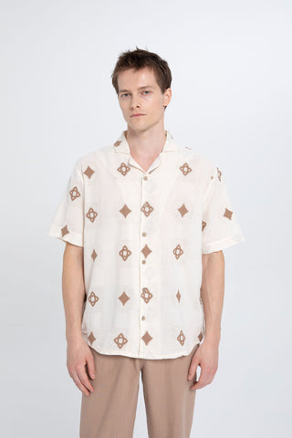 Bordered Short Sleeve Men's Shirt